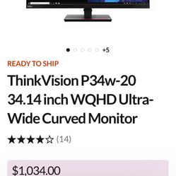 Think Vision 34 Inch Ultra Wide Monitor 