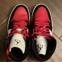 Nike Air Jordan 1 Mid Red Black And White Sneakers