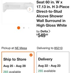 Delta Classic 500 Alcove Bathing Seat Surround 60x32