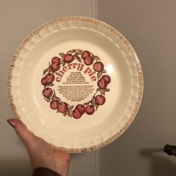 Vintage Country Harvest Cherry Pie Plate With Recipe