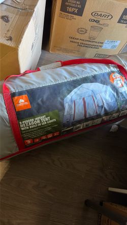 8 person instant hexagon tent with built in lights