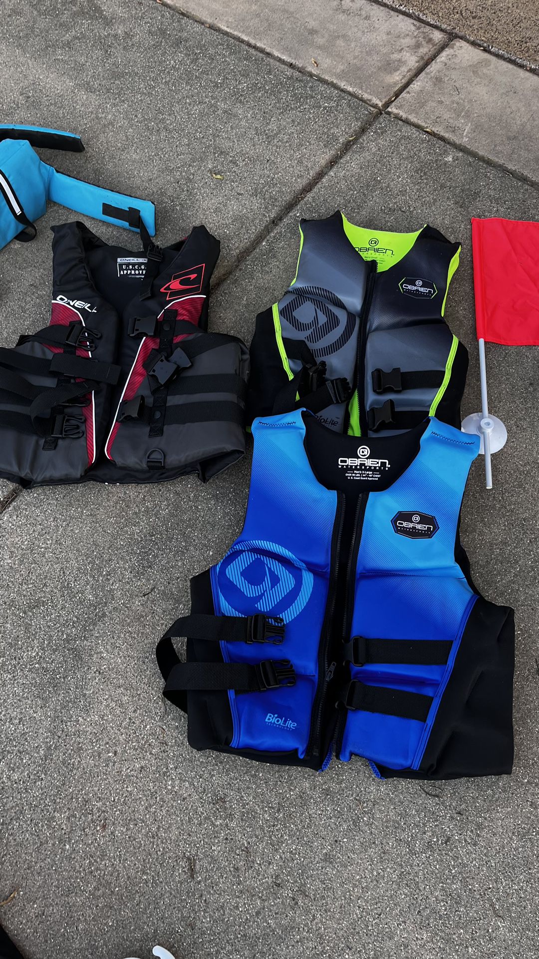 3 Life Jackets L, XL, And Small