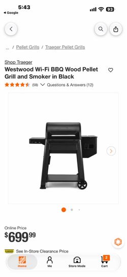 Traeger Westwood Wi-Fi BBQ Wood Pellet Grill and Smoker in Black
