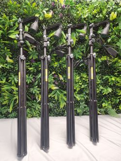 Set of 4 Zenith Linco 8807 Adjustable Photography Light Stands with Lamp Heads & Inline Switches