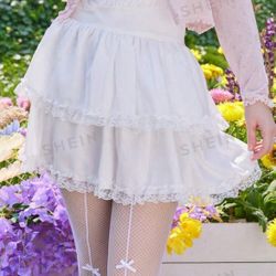 White High Waisted Ruffled Skirt