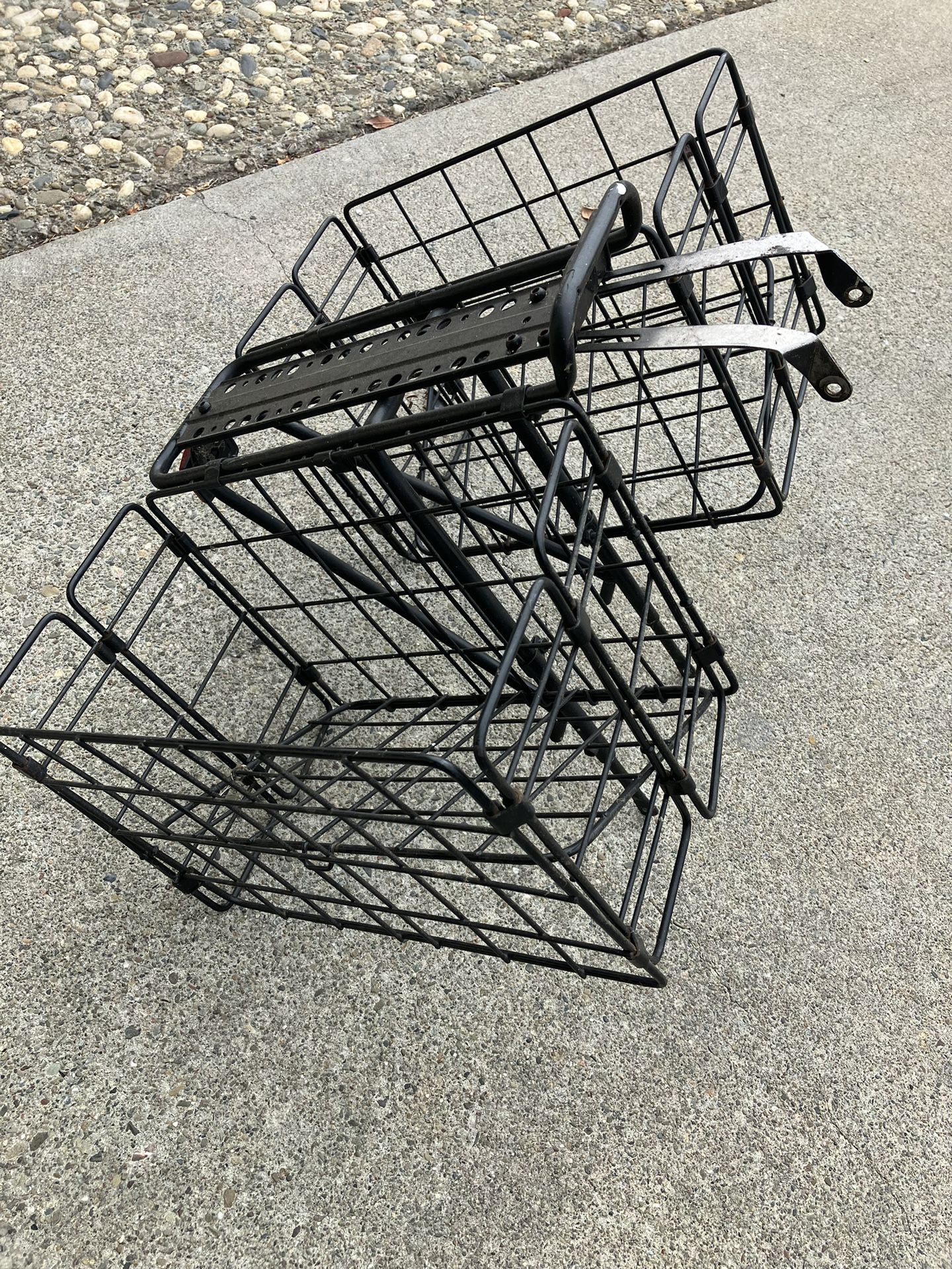 Bicycle Rear Rack With Two Side Baskets And Front Basket