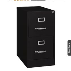 Hirsh Commercial 2-Drawer Vertical File Cabinet, Letter Size, Lockable, 28.375"H x 15"W x 22"D, Black