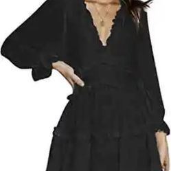 New M Ruffled Short Mini Black Party Or Prom Dress Open Back 