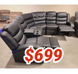Black leather recliner Sectional