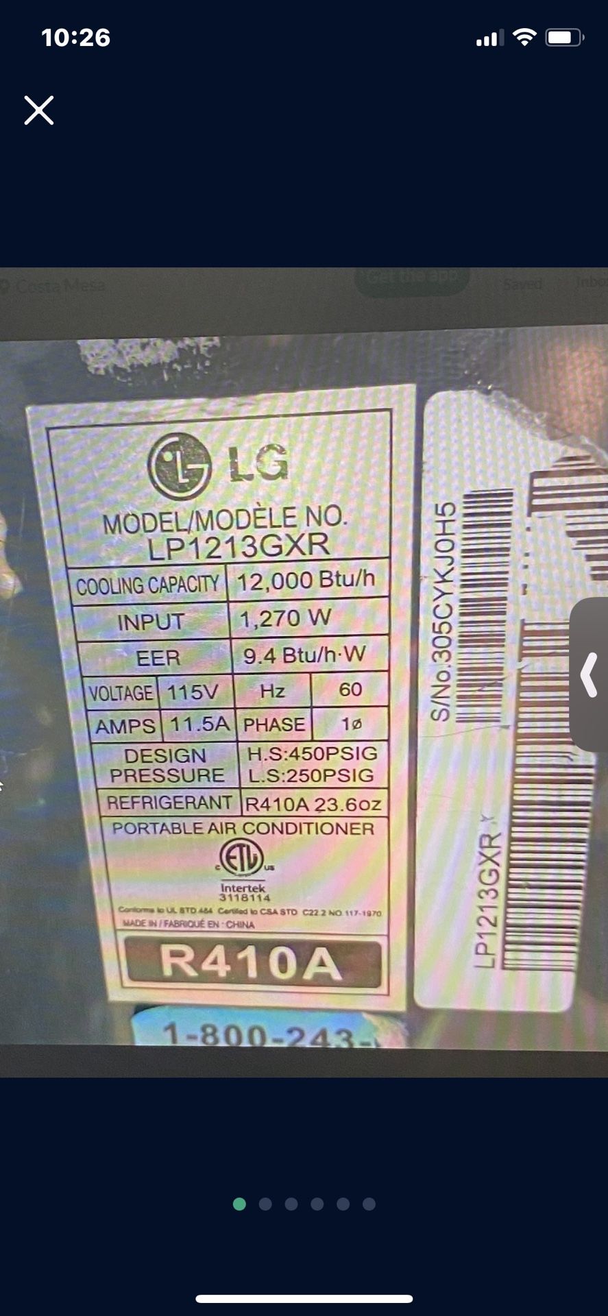 Lg Portable Ac Unit 12000 Btu Gray