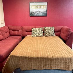 Red Sectional W/ Pull Out Bed