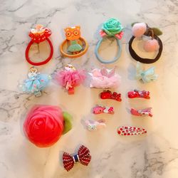 Girl’s/Children’s Cute and Adorable Hair Ties and Hair Clips Accessories for Dress Up, Hair Styling, and Fun