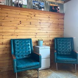 Pair Teal Armchairs