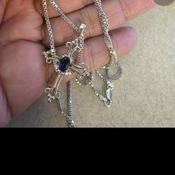 Sterling Silver Gemstone Cross With Necklace 