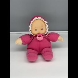 HK City Toys Pink Baby Doll Plush Cloth Soft Vinyl Face (Broken) Binky Pacifier