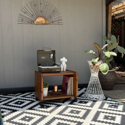 Vintage Mid Century  Handcrafted Rolling Vinyl Cabinet . 