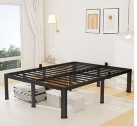 Queen bed Metal Platform Bed Frame with Round Corners, Storage Space Under High Bed Frame-Heavy Duty Steel Slats Support, Noise Free - Easy Assembly -