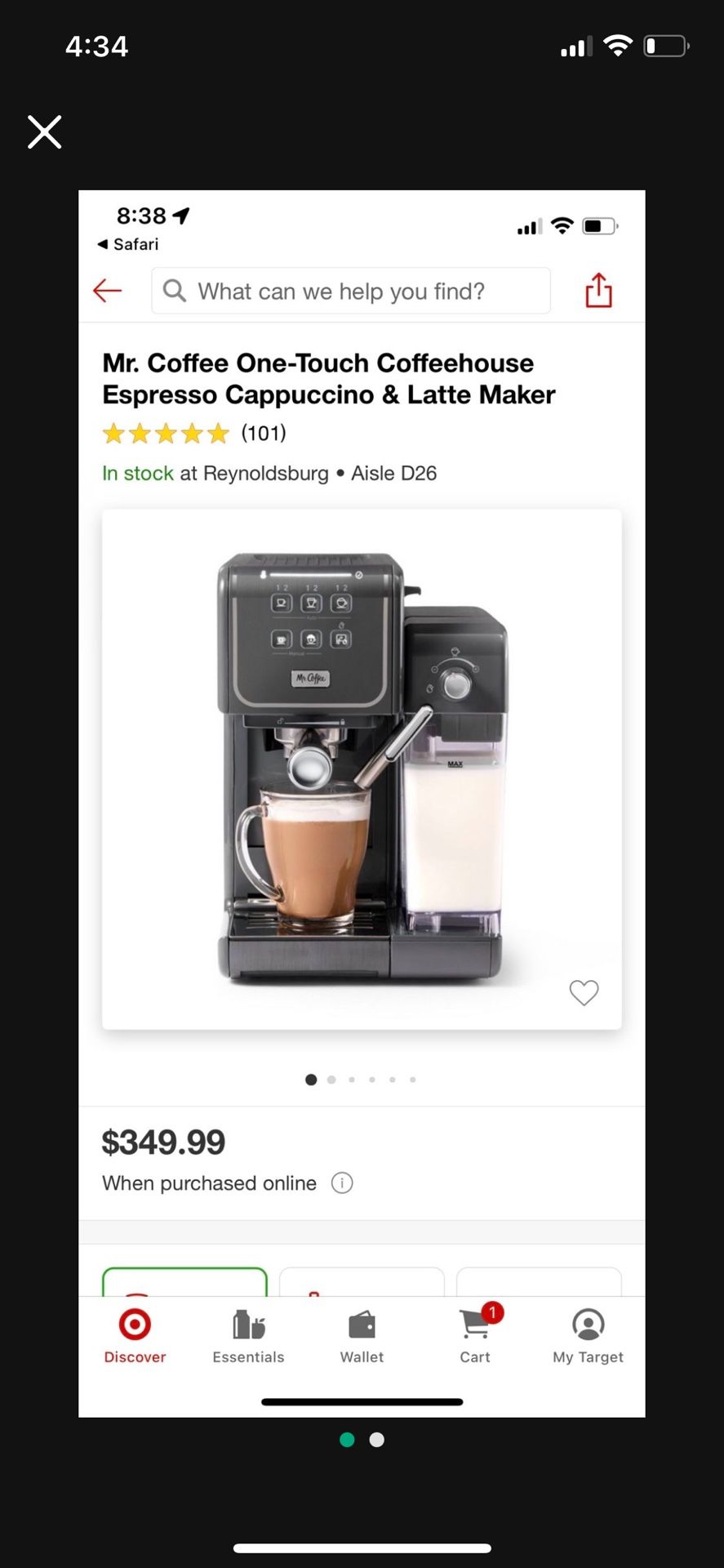 Brand New Coffee One Touch Coffeehouse Espresso Cappuccino