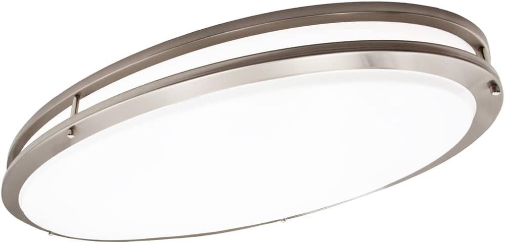 NEW - 32" Oval Satin Nickel LED Ceiling Mount Light Fixture, 5500 Lumens, FOR $150 - Firm price