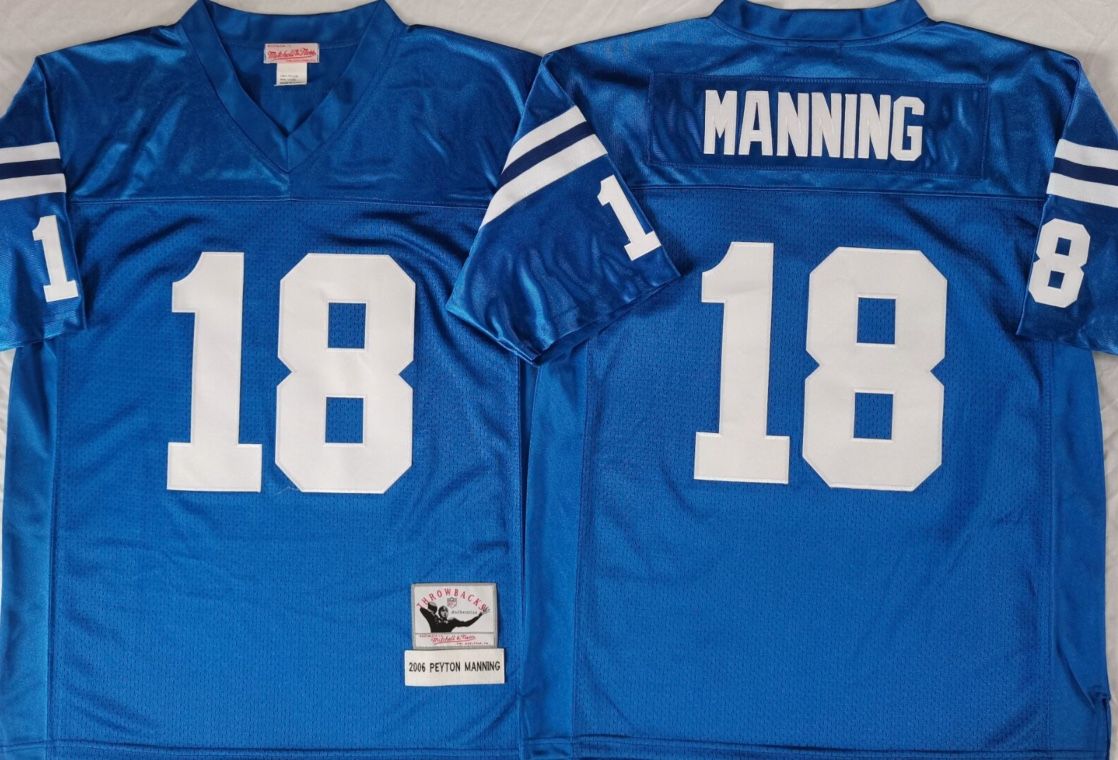 Men’s Indianapolis colts Blue #18 MANNING Stitched Jersey， S To 3xl