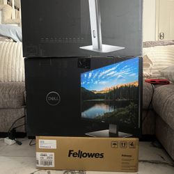 2 Monitors & Monitor Arms Brand New 