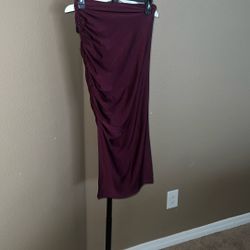 Burgundy Drape Skirt w/Slit - Size M