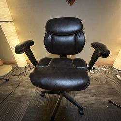 Brown Leather Rolling Chair For Desk Or Office 