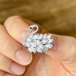 Swarovski Crystal Swan Brooch