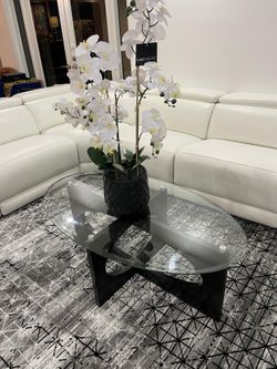3-Piece Modern Glass & Espresso Table Set