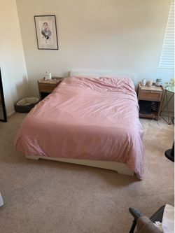 White IKEA ASKVOLL FULL Bed Frame + Slats