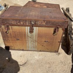 Antique Metal Clad Trunks