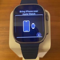 Apple Watch Ultra 49mm Natural Titanium Case with Navy Ocean Band GPS + Cellular