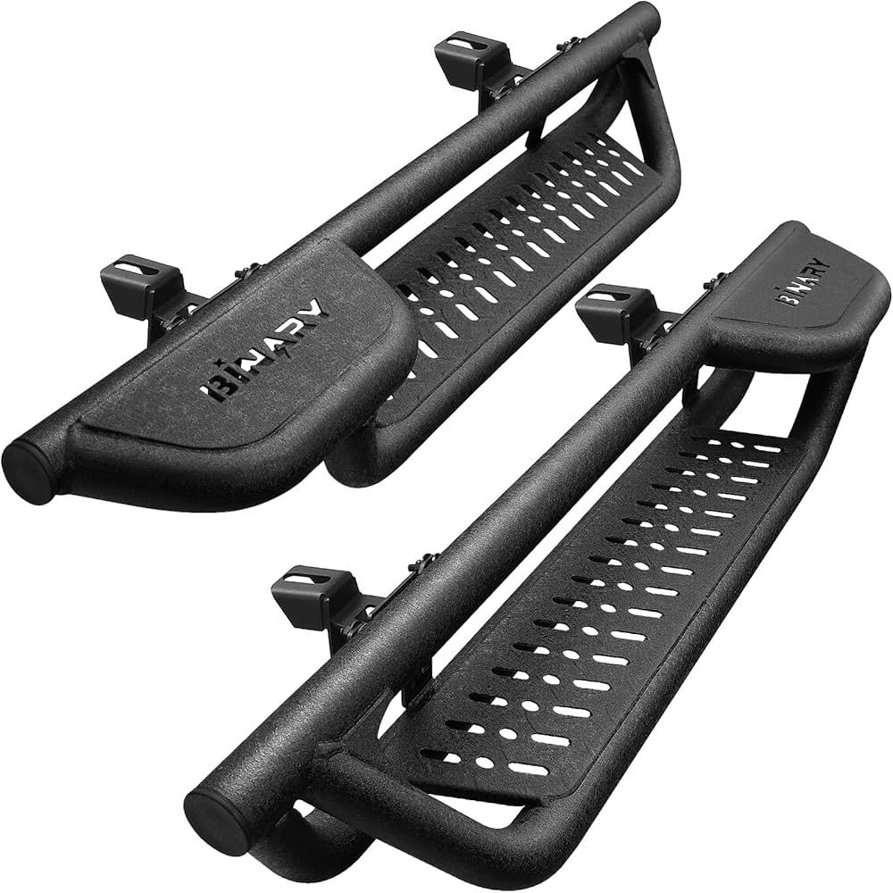 BINARY STAR Running Boards Compatible with 2018-2025 Jeep Wrangler JL 2-Door Vehicles, 6 Inch Dual Ladder Side Steps, Wrangler JL Side Step Bars for T