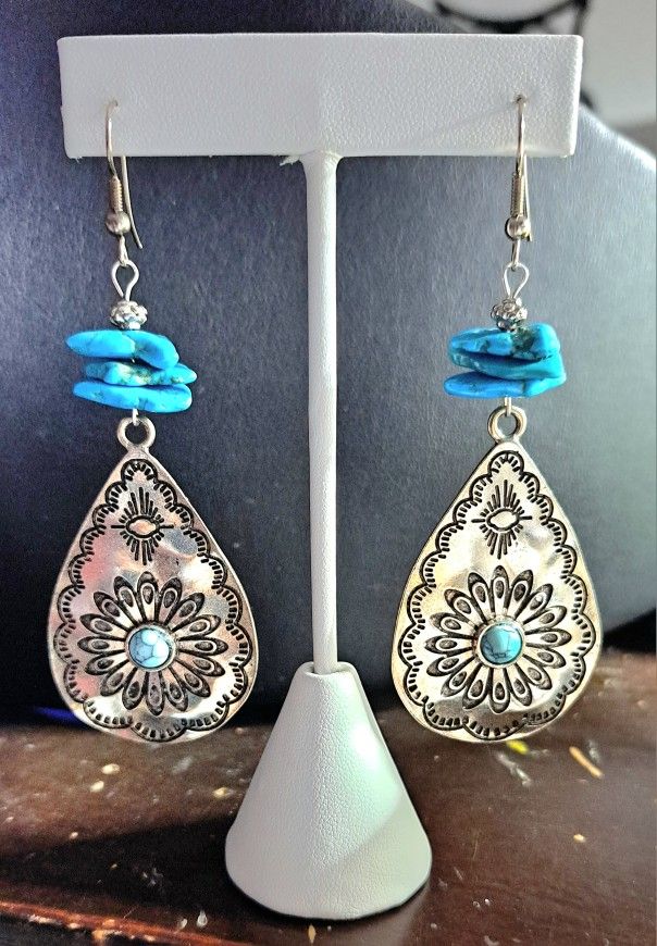 New Silver And Turquoise Earrings