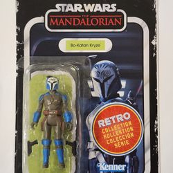RETRO KENNER CARD.  STAR WARS RETRO COLLECTION.  THE MANDALORIAN.  BO-KATAN KRYZE 3.75 " ACTION FIGURE. 