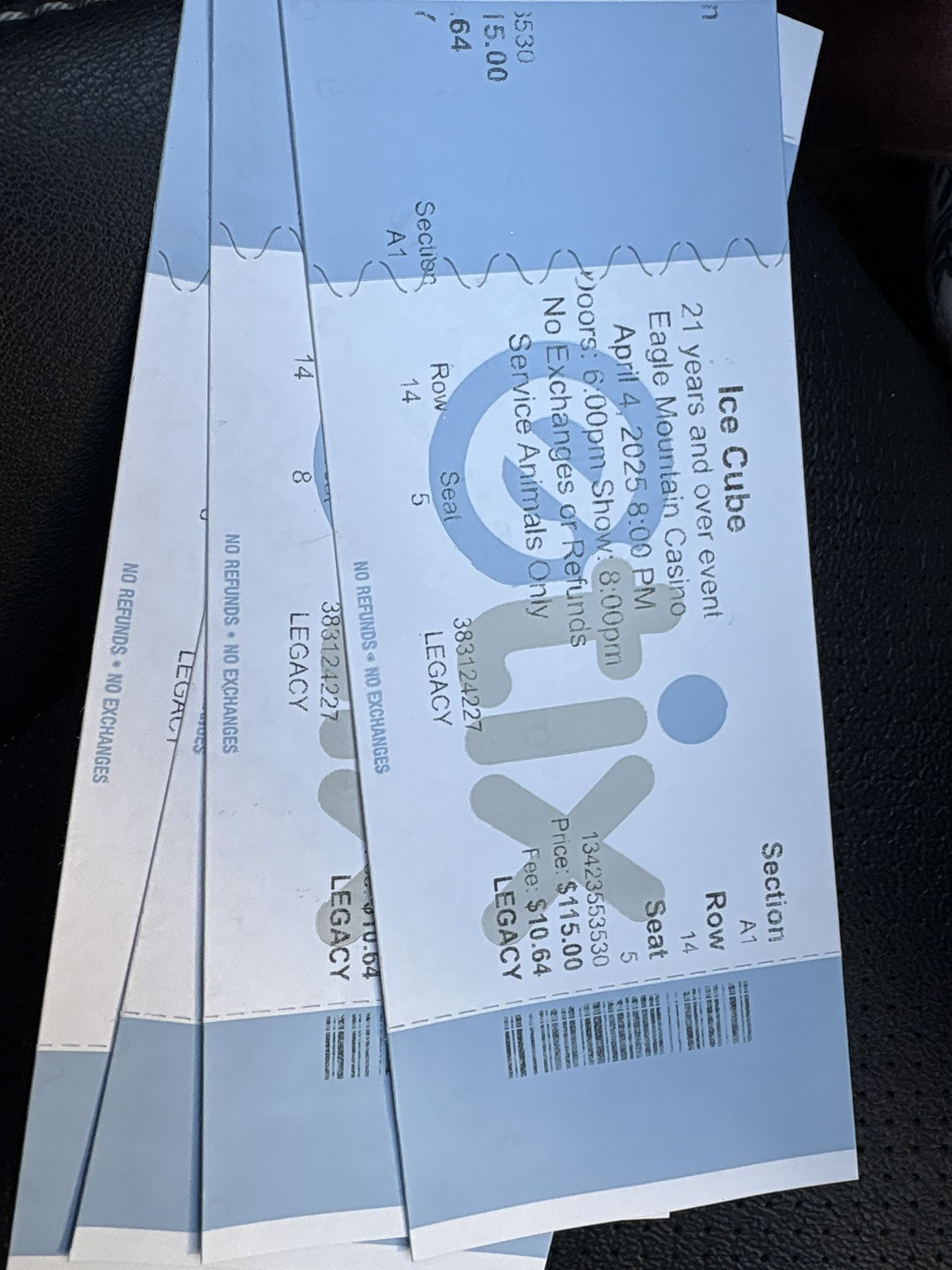 Ice Cube Tickets this Friday at the Eagle Mountain Casino two tickets left $200 each