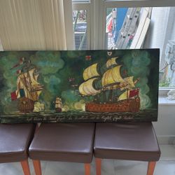 art On old board, oil, wood board