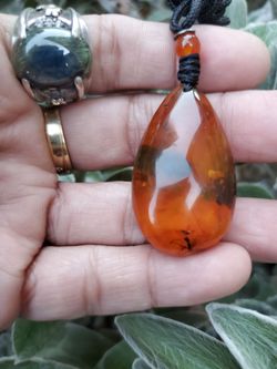 Burmese amber containing plant and insect inclusions. It makes for a stunning pendant.S:40*23*11mm