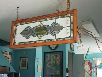 Handmaid's stained glass lead panel antiques