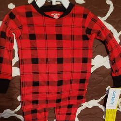 Infant Holiday Red and Black Plaid 2 Piece Pajama Set