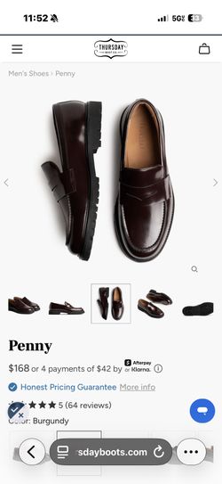 Thursday Boots Penny Loafers Size M8.5 Brand New