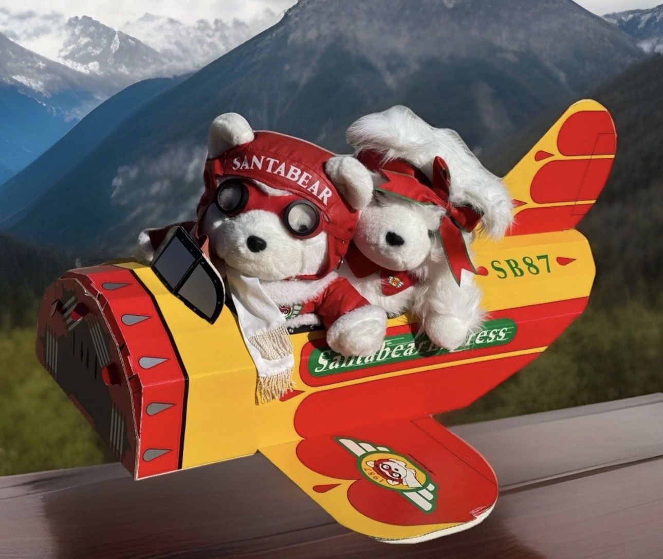 1987 Vtg Santa Bear Express 3ft Cardboard Plane No Propeller Mr Santabear