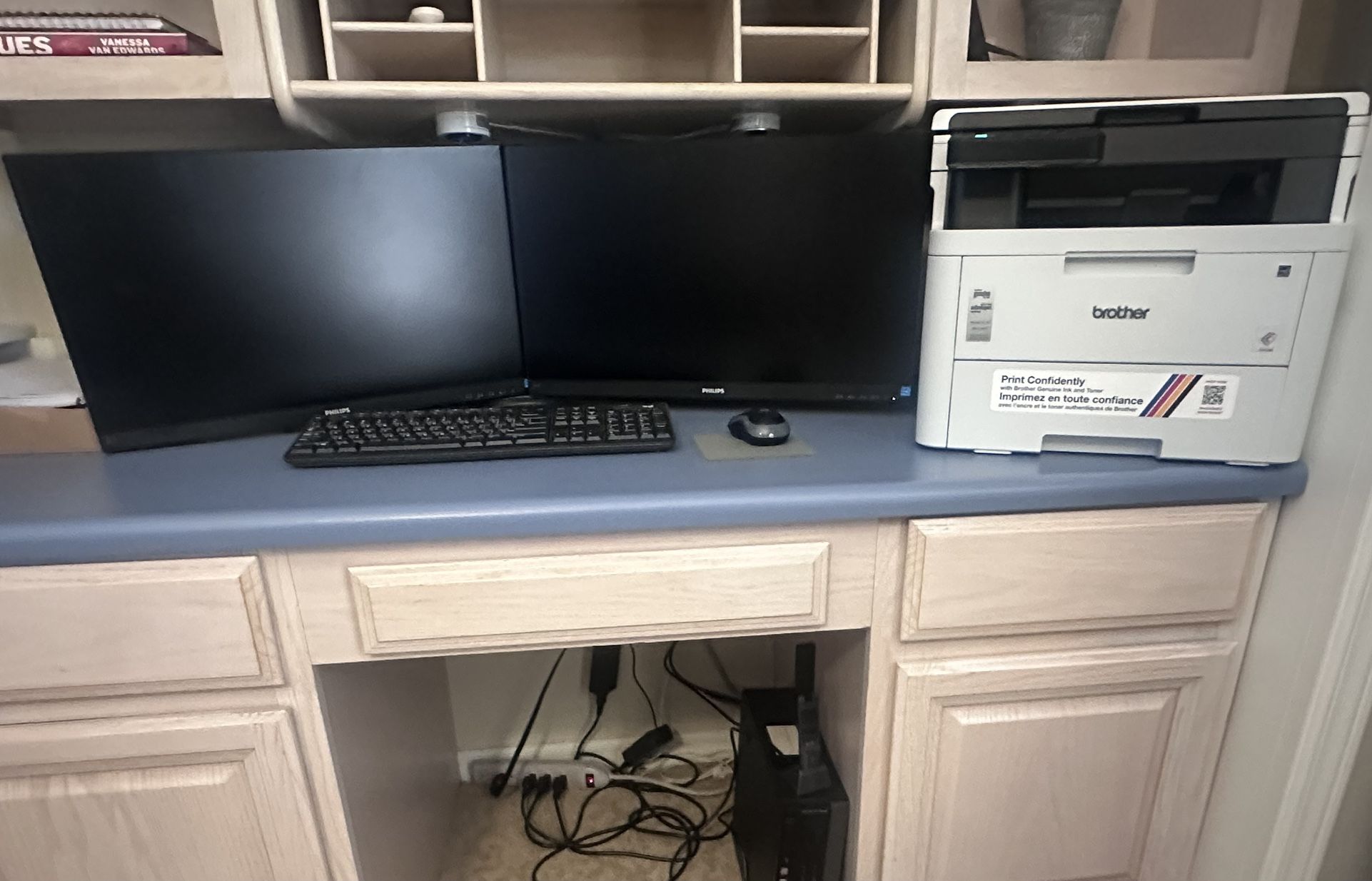 Computer Dual Monitors and Printer