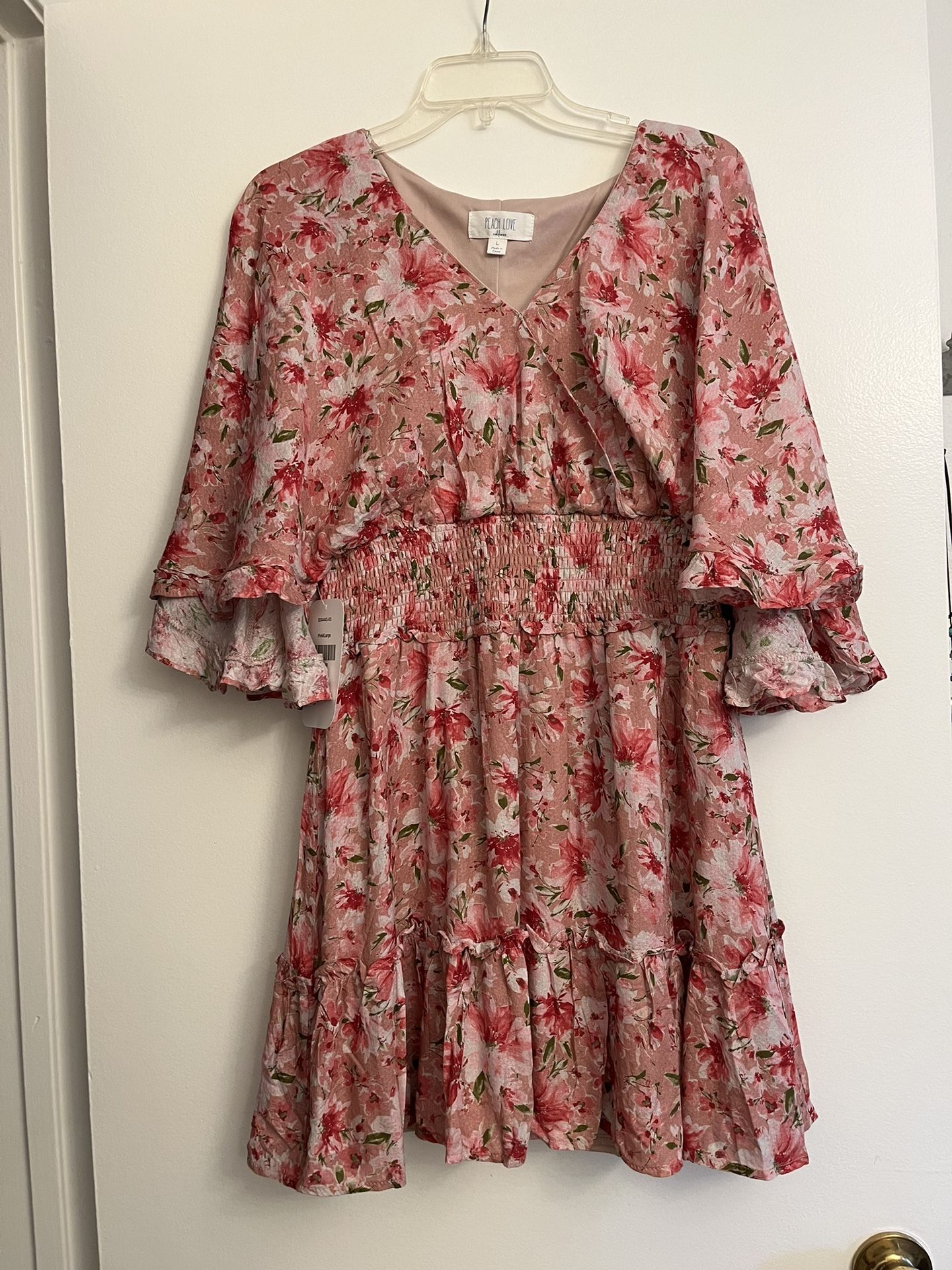 New Peach Love Pink Floral Dress