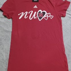Women's Size Small Nebraska Cornhusker Short Sleeve Skinny Shirt Adidas Riola Rhule Summer
