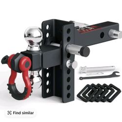 Adjustable Trailer Hitch Ball Mount with Lock&Pin&Rotatable Tow Shackle, Fits 2-in Receiver, 5" Rise/Drop, 2-in, 2-5/16-in Hitch Ball, 10000LBS GTW, U