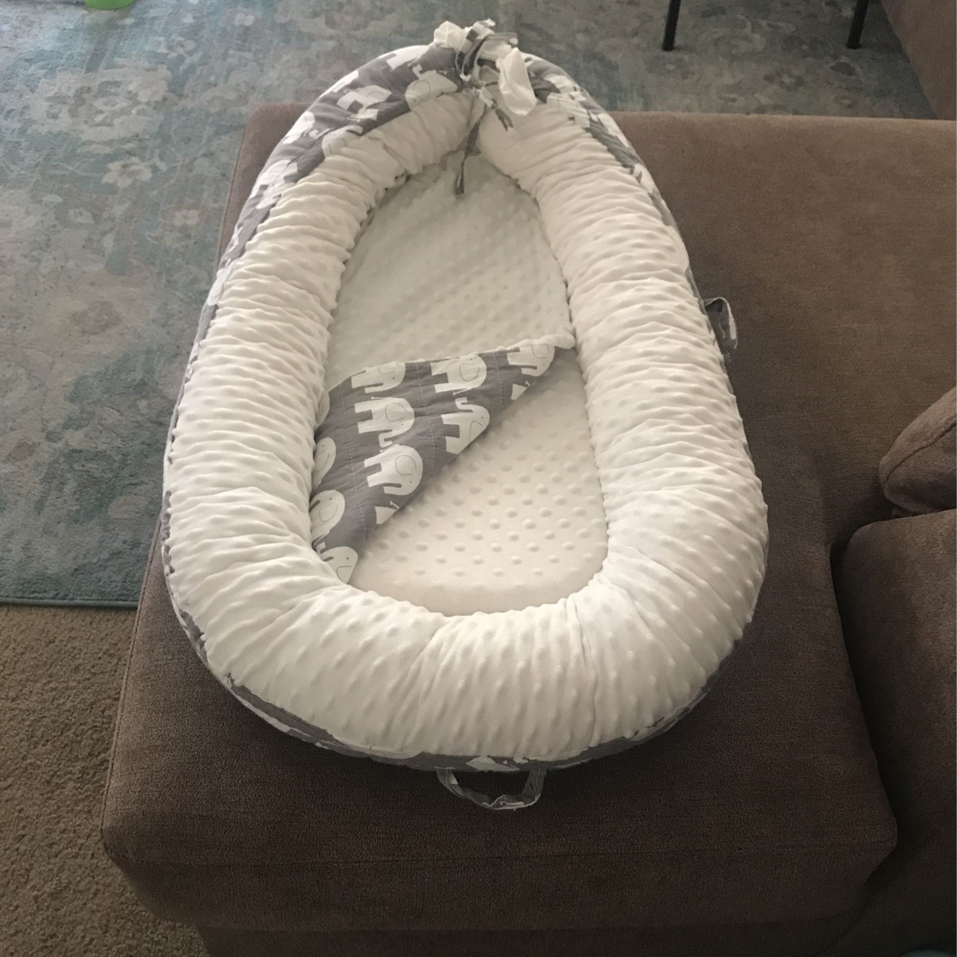 Dockatot Dupe - Grey & White Elephant - Adjustable As They Grow