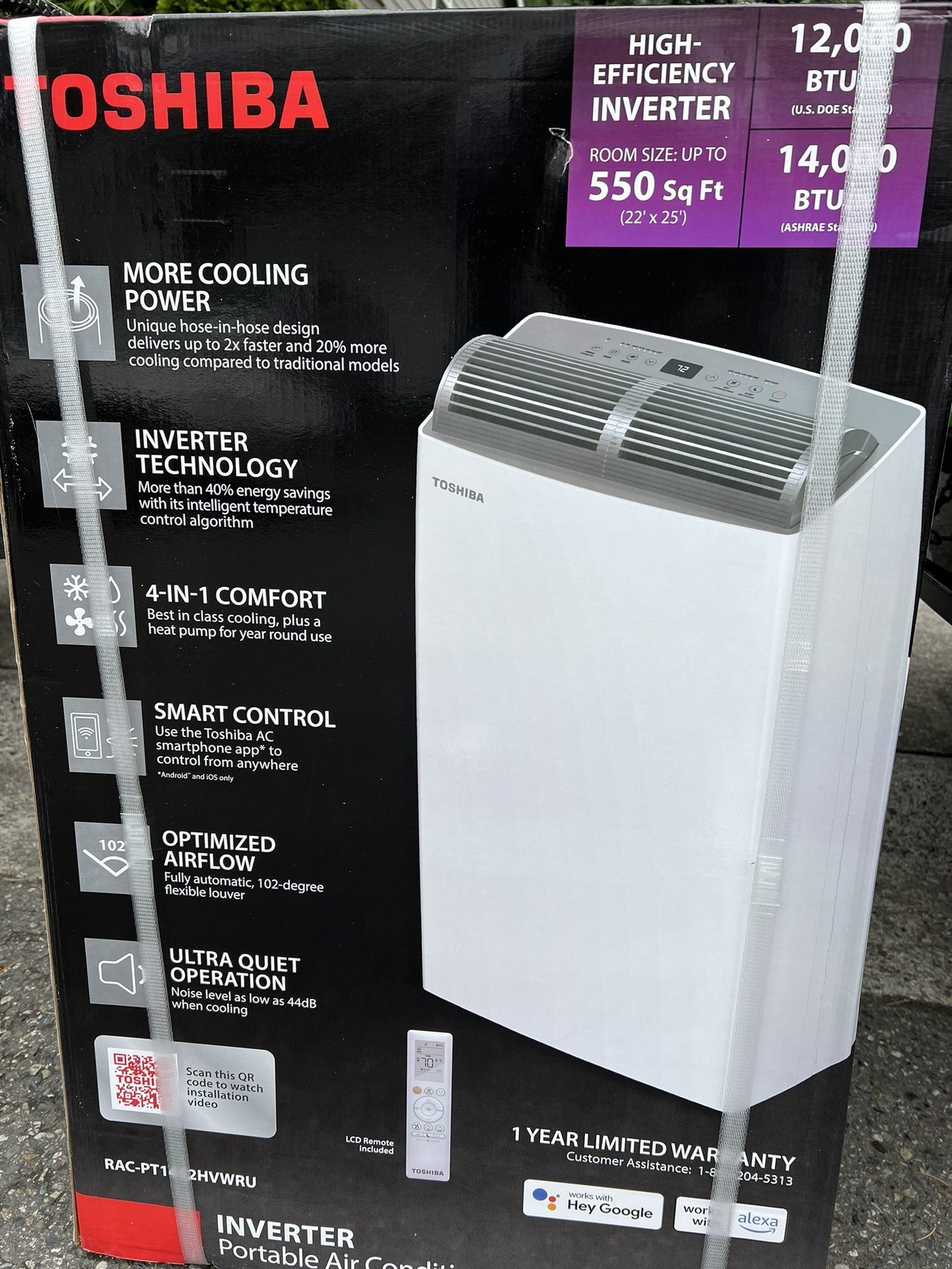14,000 BTU (12,000 BTU DOE) 115-Volt Inverter Wi-Fi Quiet 47 dB ...