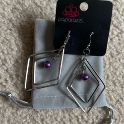 Purple Double Diamond/Rhombus  Earrings