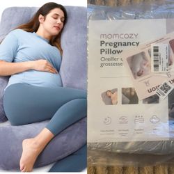 New Momcozy Pregnancy U-shaped Full Body Pillow 57” - Grey - MSRP $45